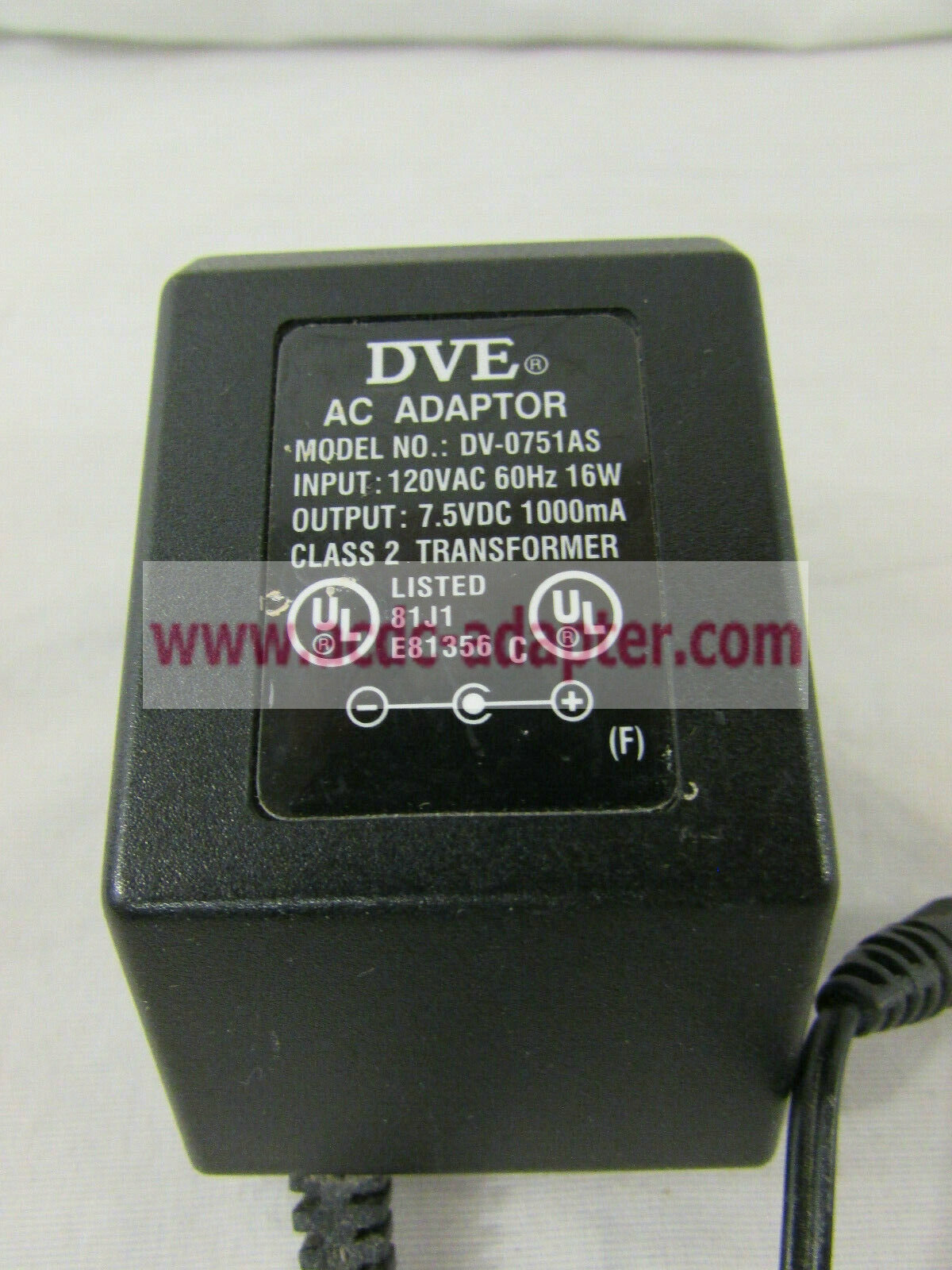 NEW DVE DV-0751AS AC Adapter 7.5V DC 1000mA Power Supply